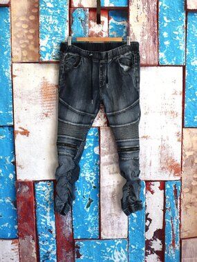 Men's Waimea Jean Denim Elastic Leg Stretch Jogger LARGE Gray Smoke